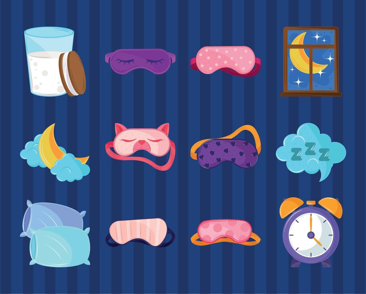 icons set of sweet dreams vector