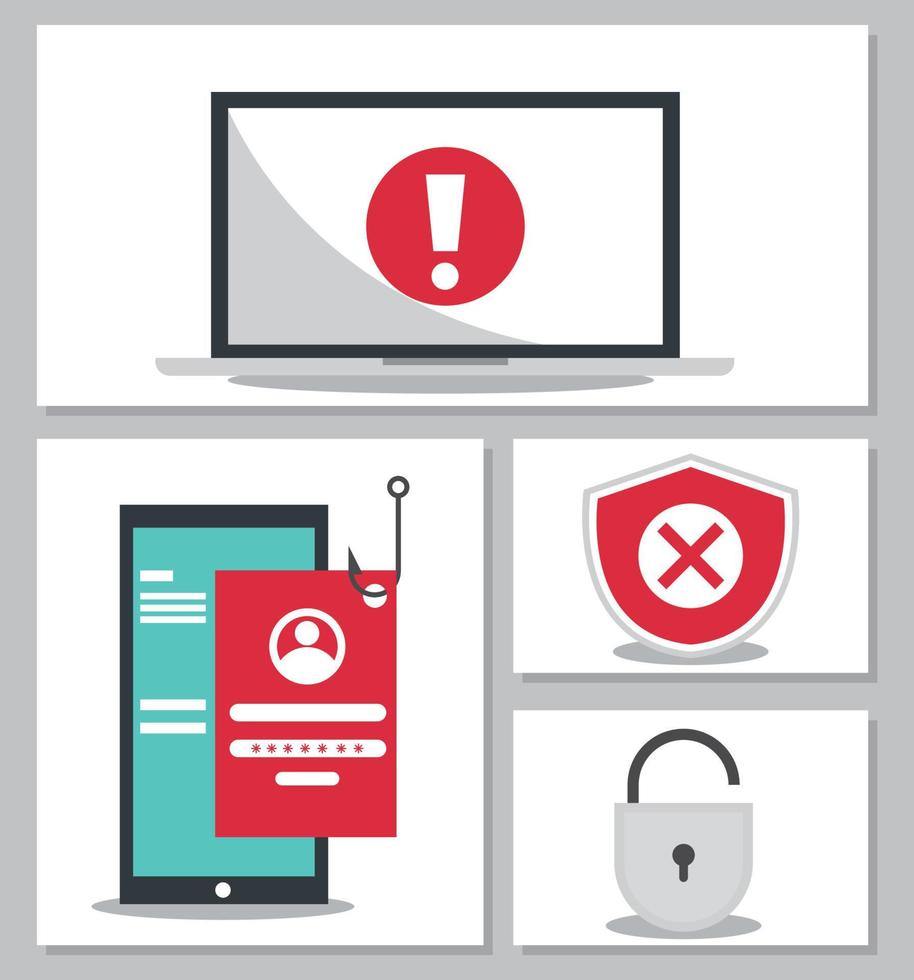 icons collection phishing vector