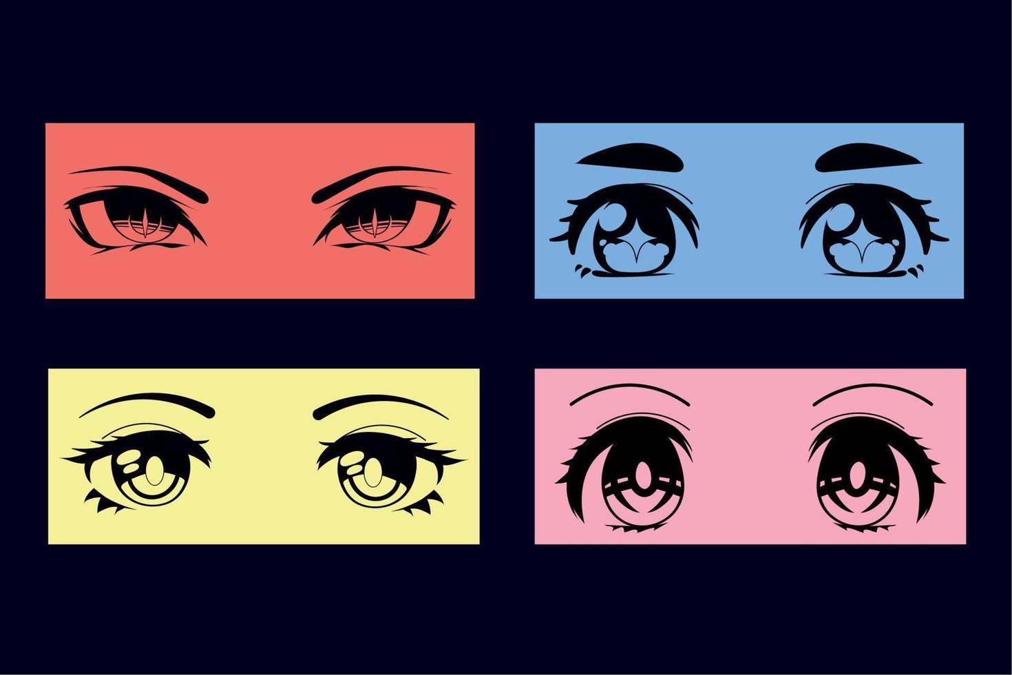 set of anime eyes vector