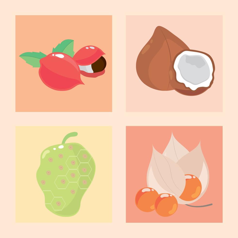 superfoods fruits icons vector