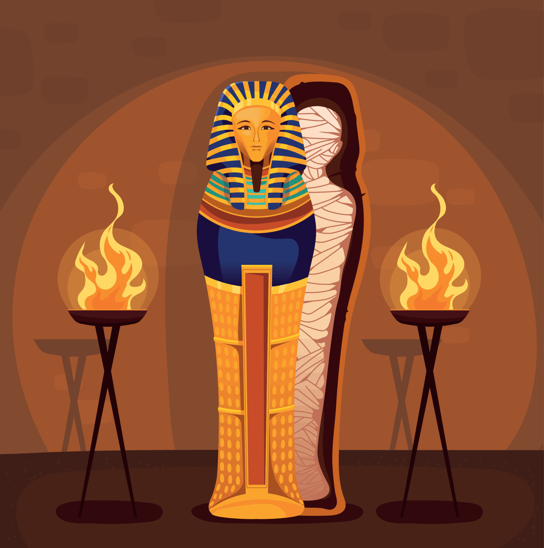 Egyptian Mummy In Sarcophagus 10795648 Vector Art At Vecteezy