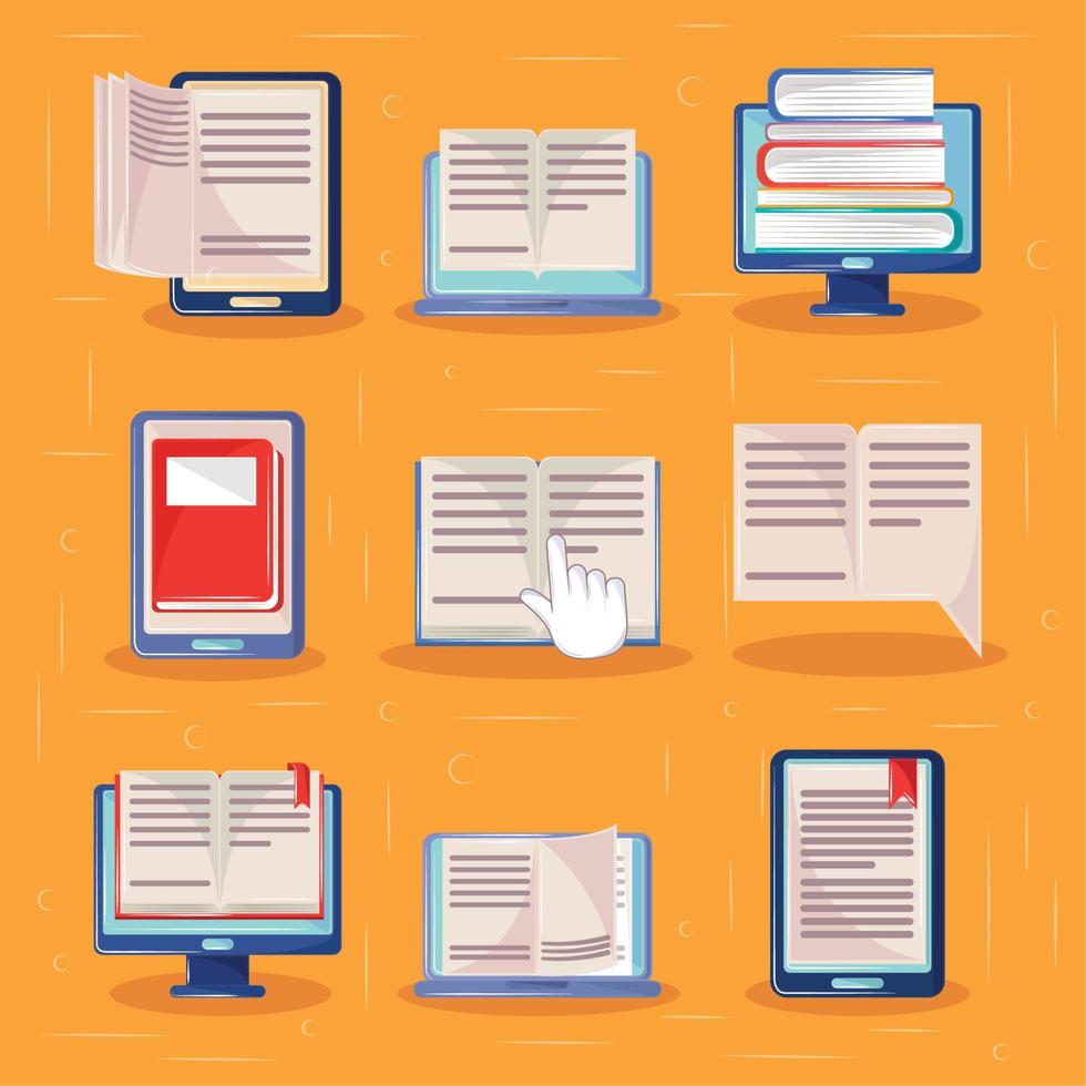 set of ebooks vector