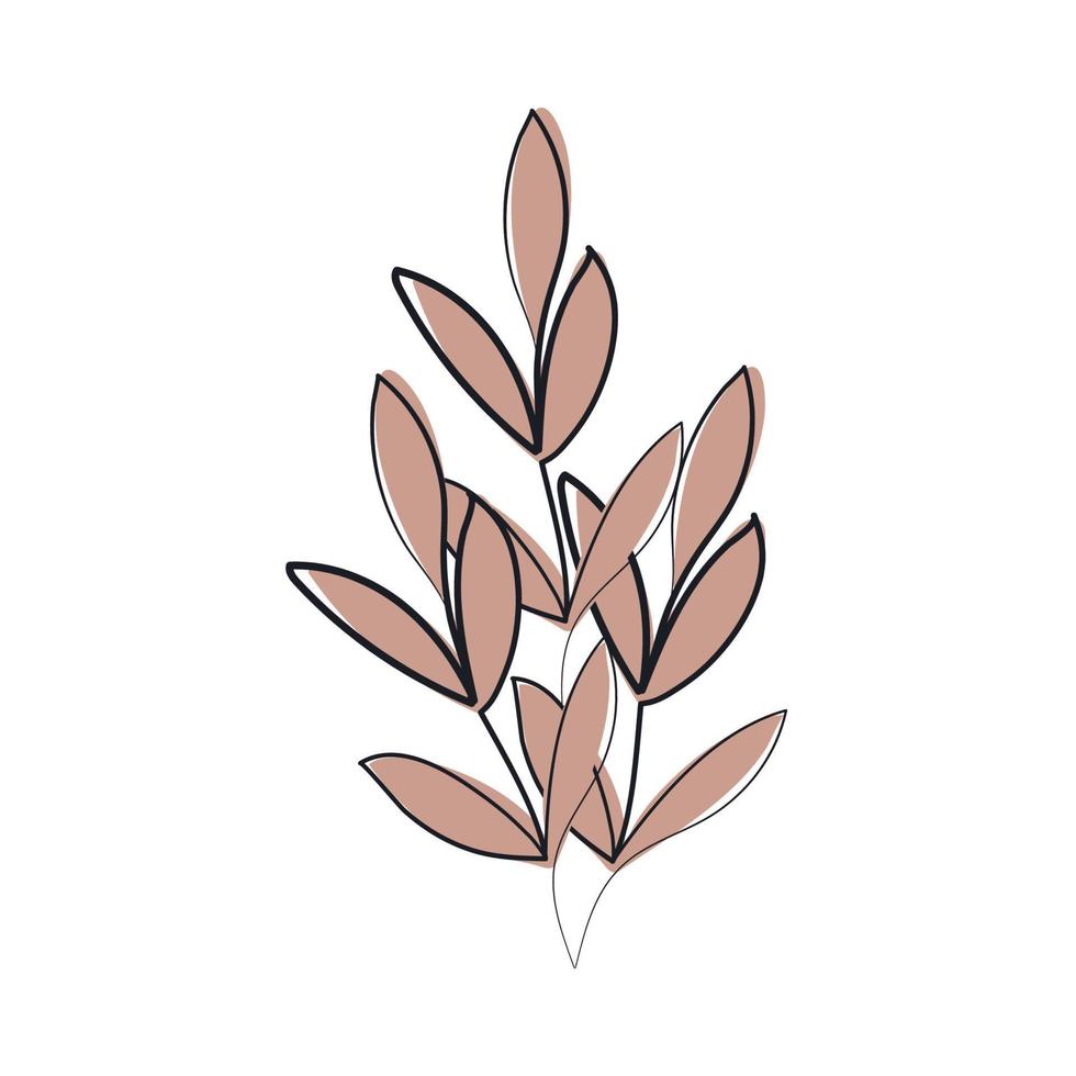 leaves continuous line vector