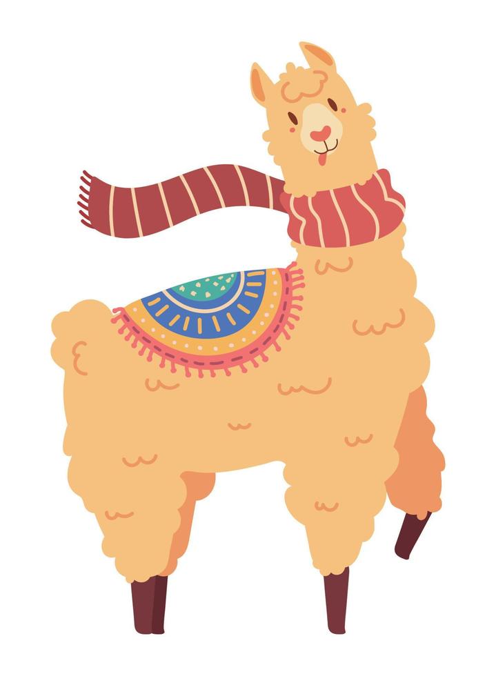 funny llama with scarf vector