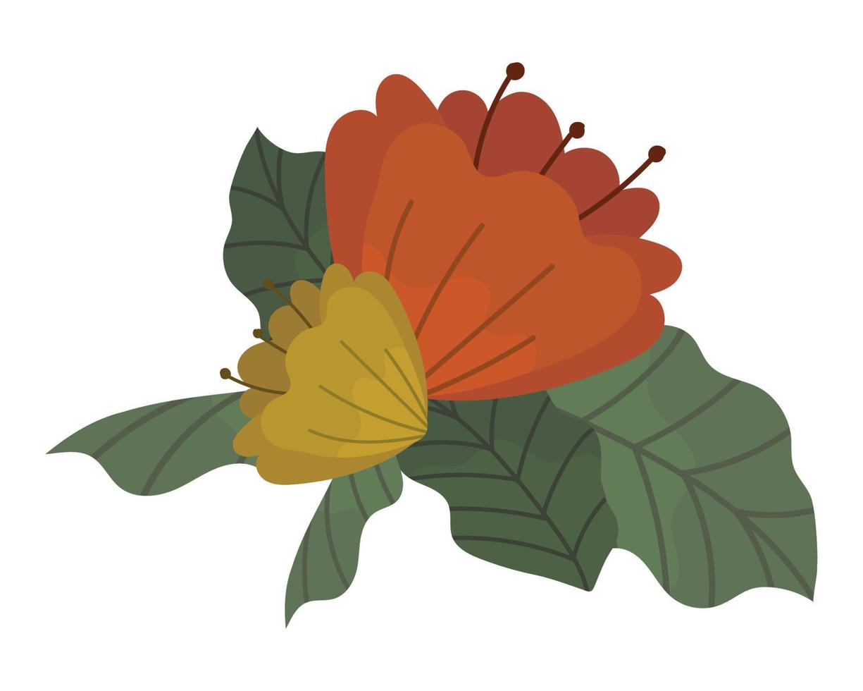 flowers and leaves vector