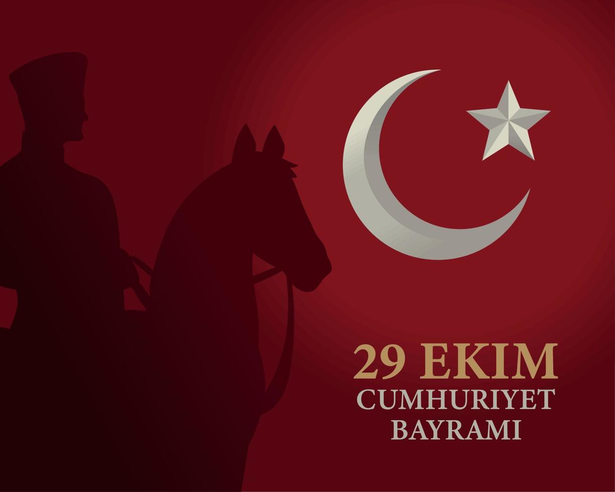 Ekim bayrami turkish card vector