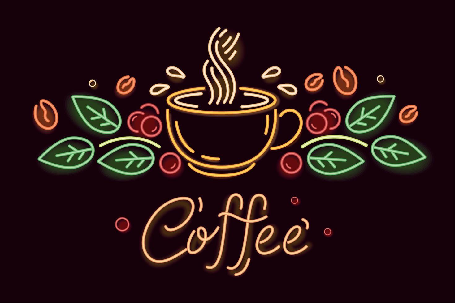 coffee in neon light vector