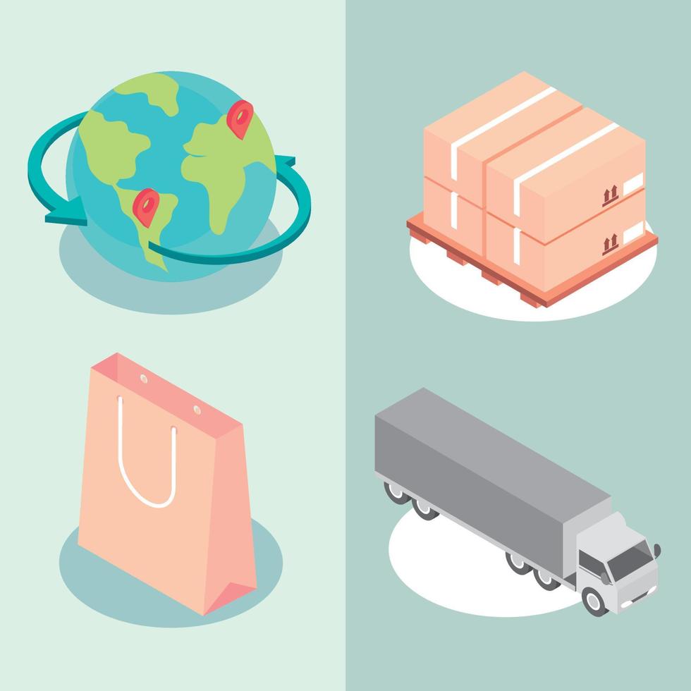 worldwide delivery icons collection vector