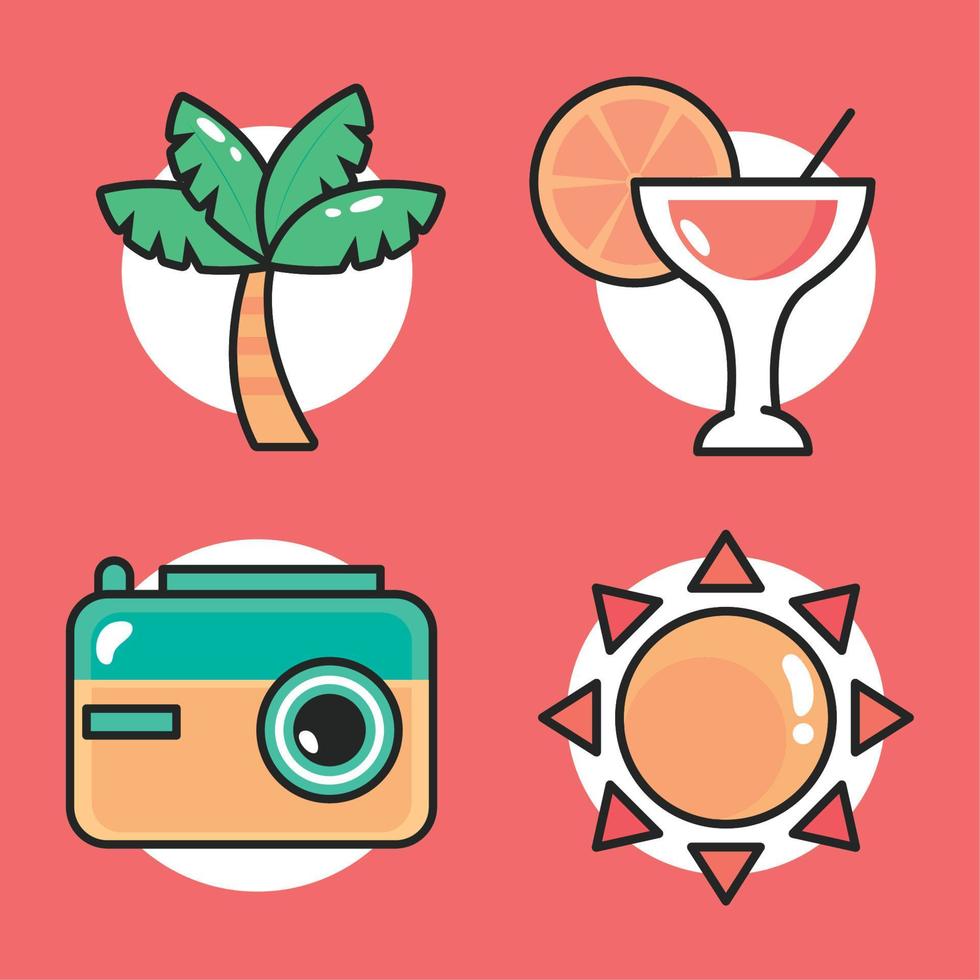 icons collection summer vector