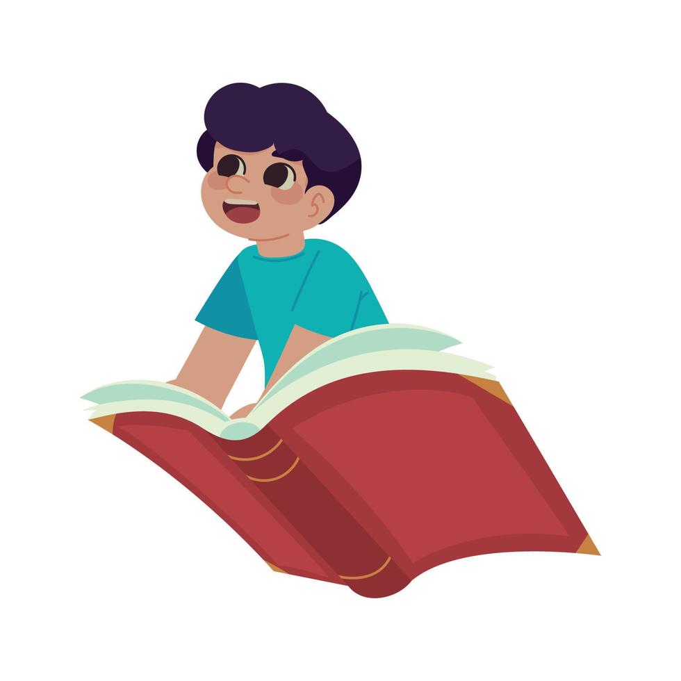 boy and open book vector