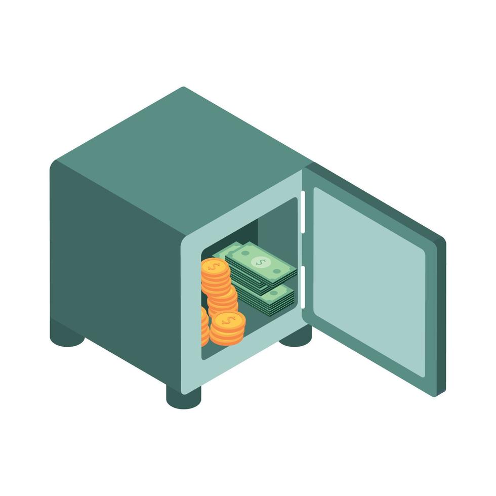 safe box with money vector