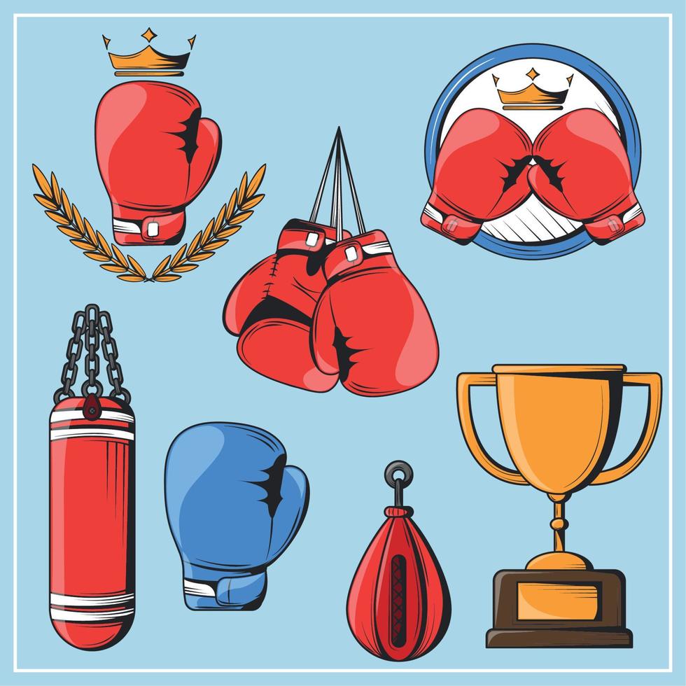 set of boxing sport vector