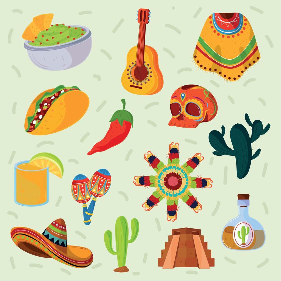 icon set of mexico vector