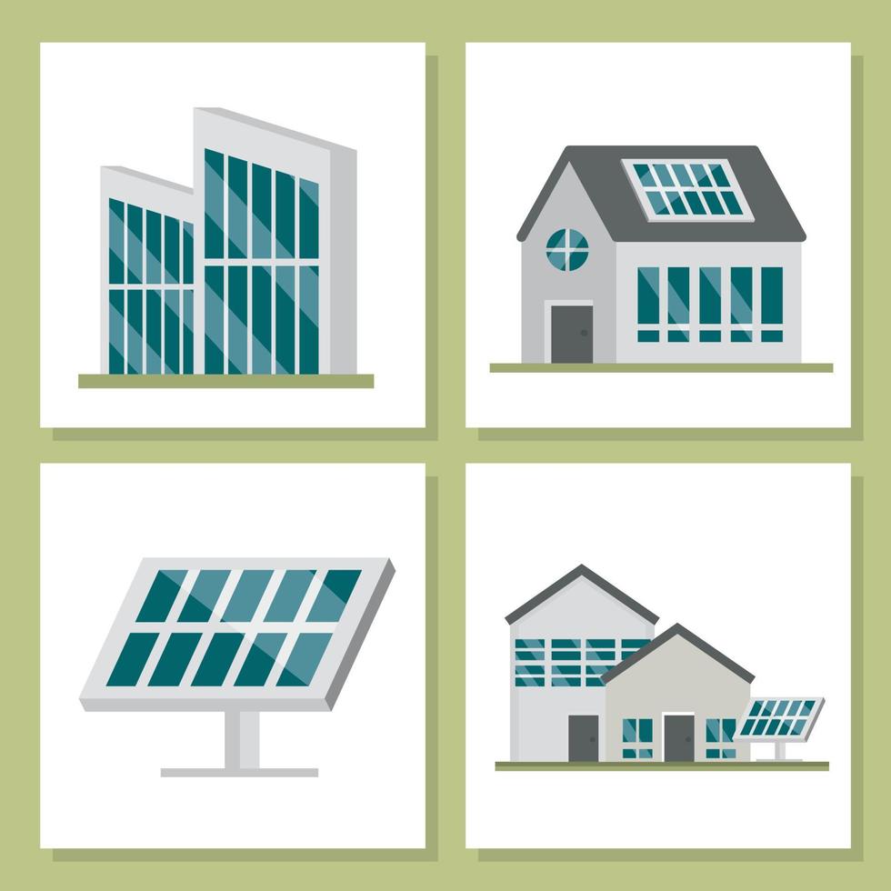 solar panel and buildings vector