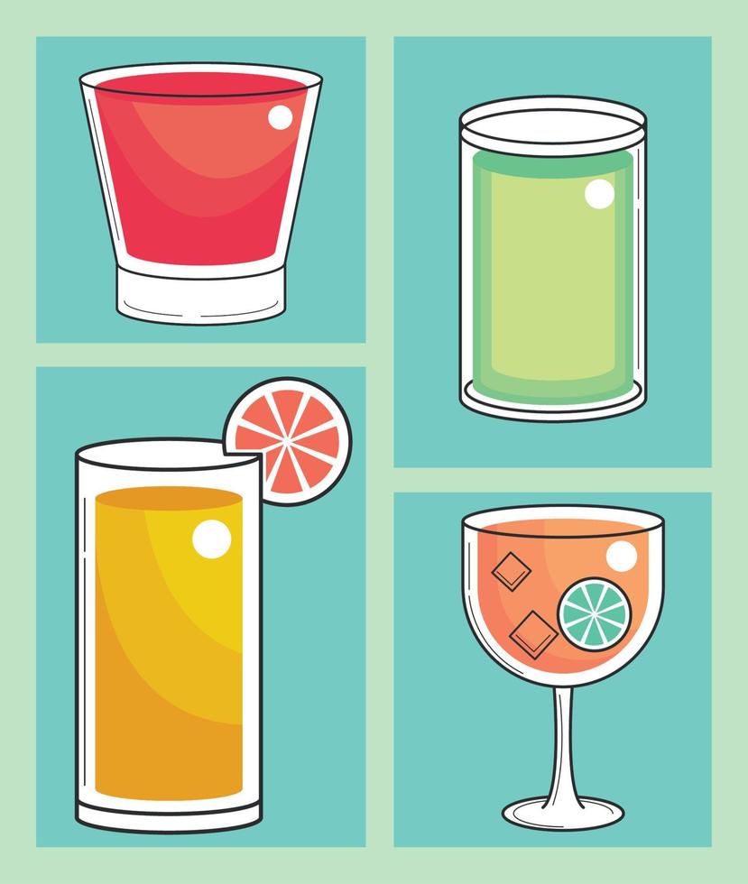 icons set of cocktails vector