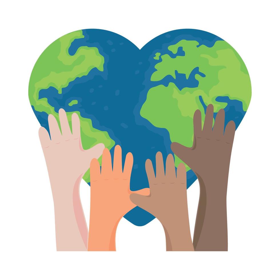 earth day raised hands vector