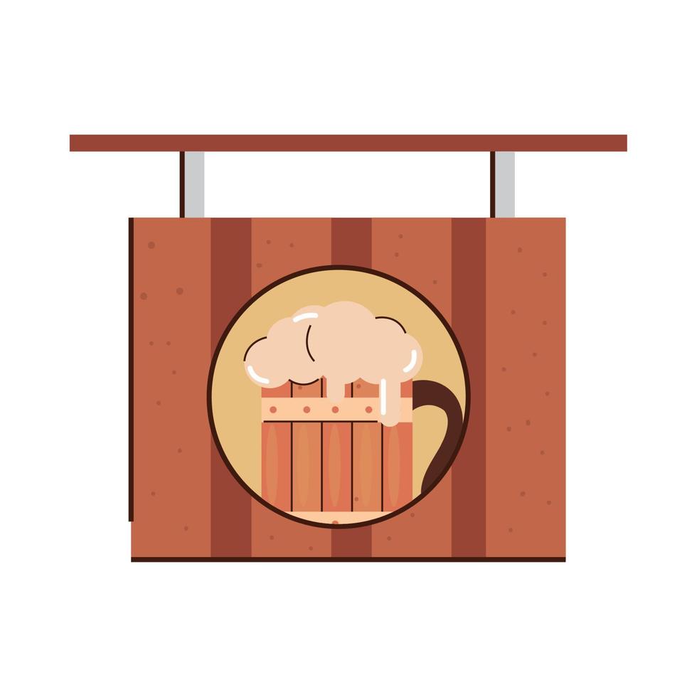 wooden beer pub sign vector