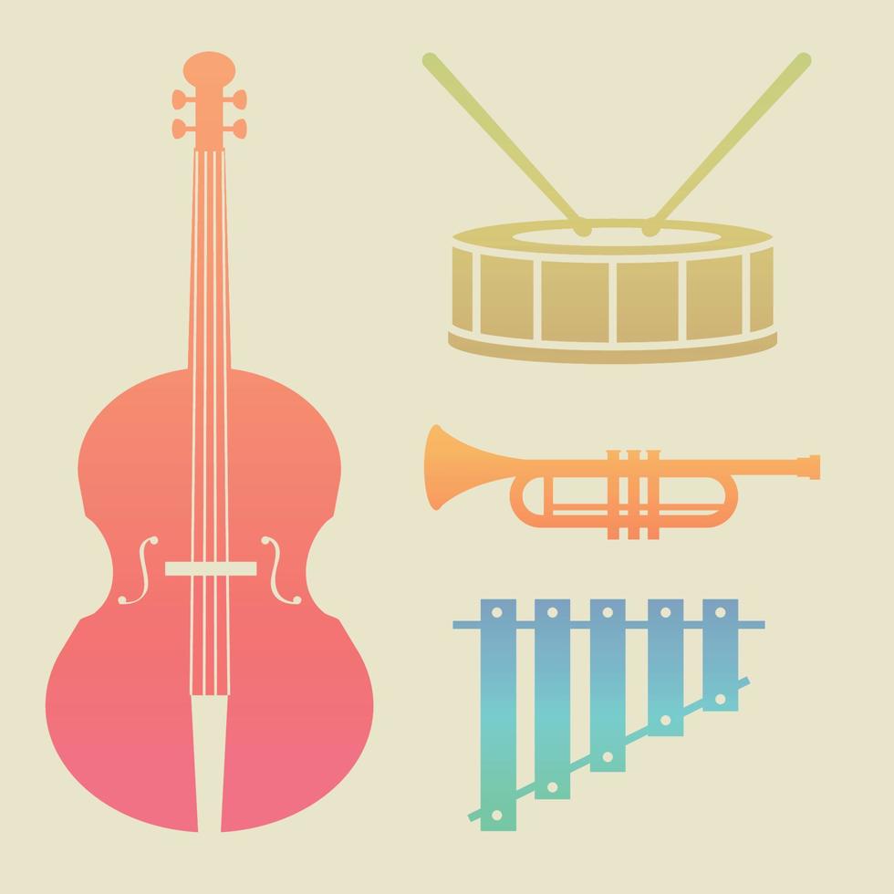 iconos, conjunto, música, instrumentos vector