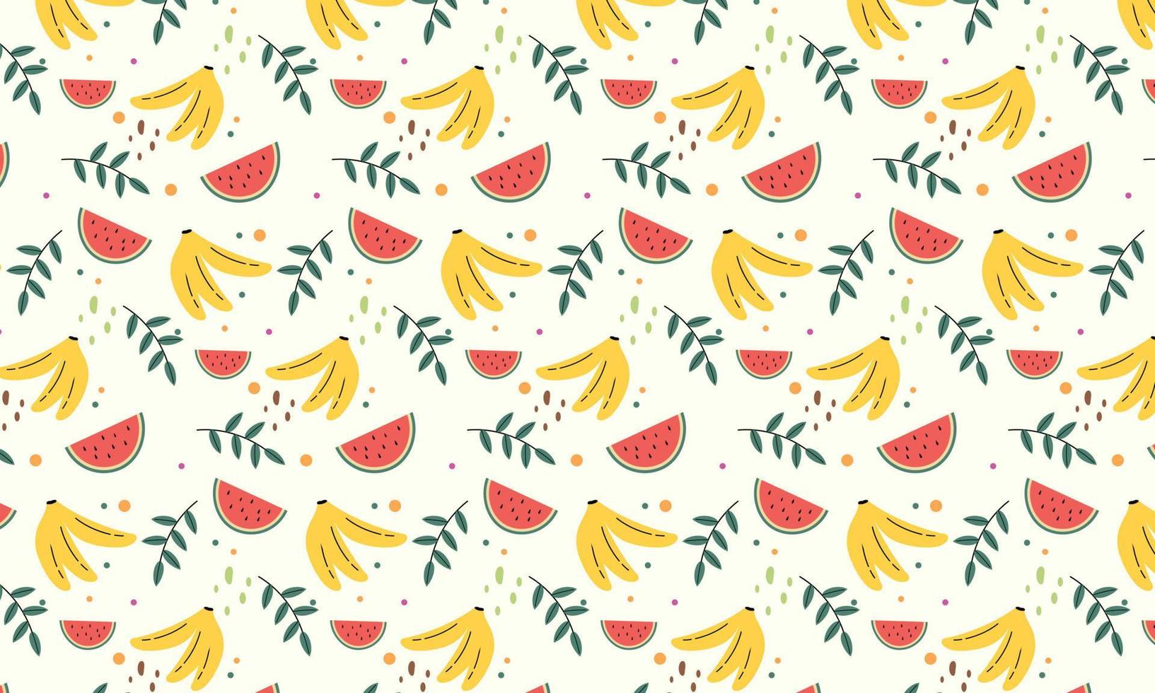 Seamless Pattern of Tropical Fruits Vector