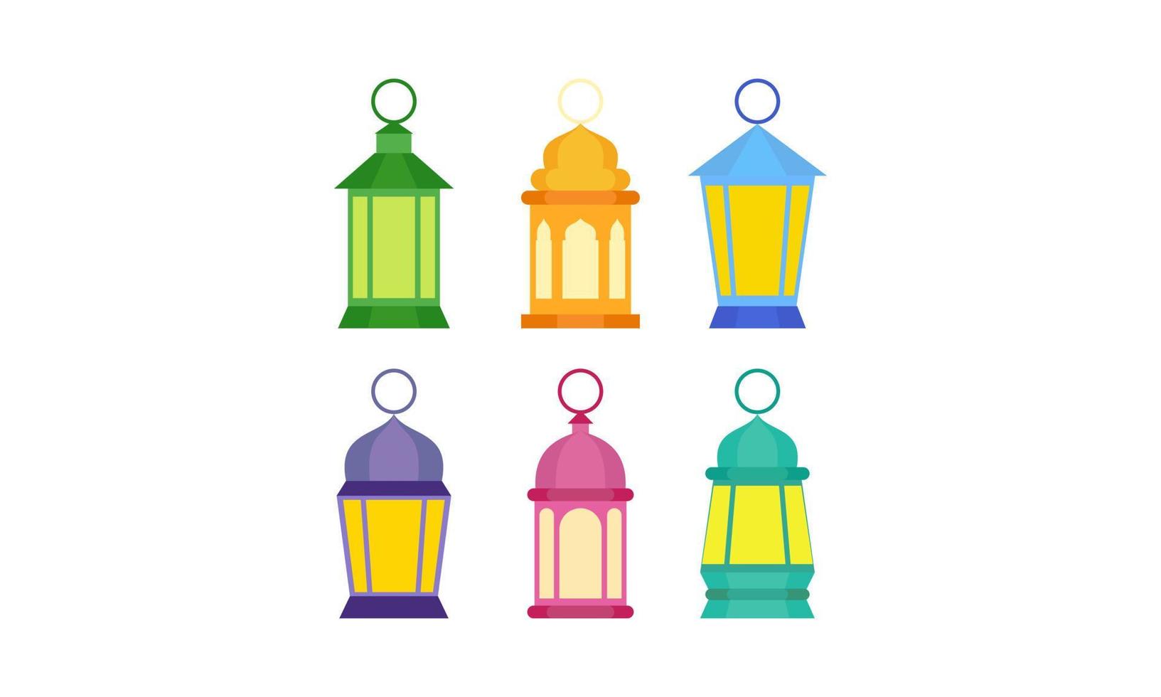 Set of Ramadan Lantern Flat Design vector