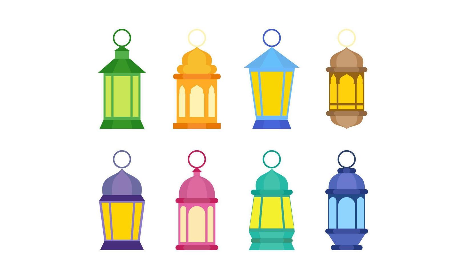 Set of Ramadan Lantern Flat Design vector