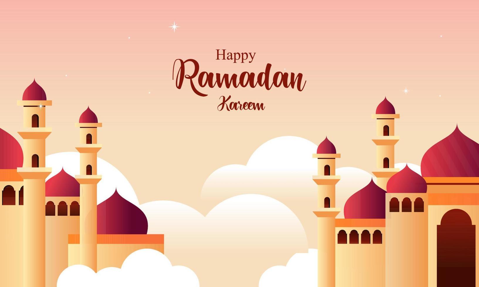 Mosque Ramadan Happy Ramadan Kareem Vector Illustration