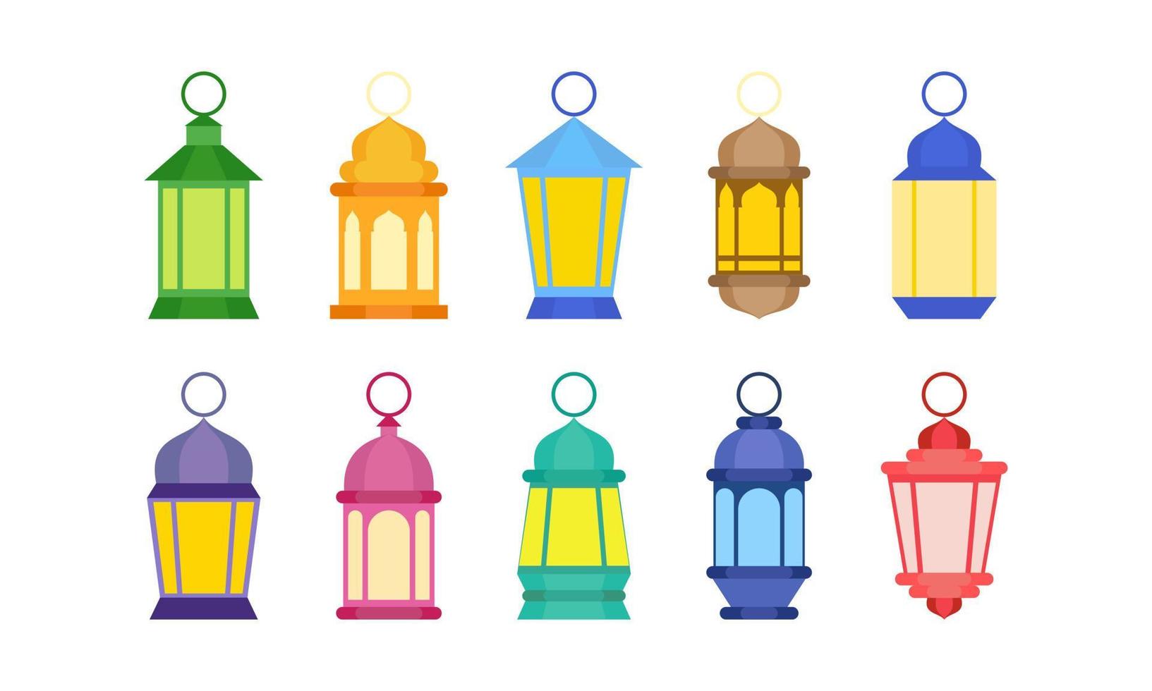 Set of Ramadan Lantern Flat Design vector