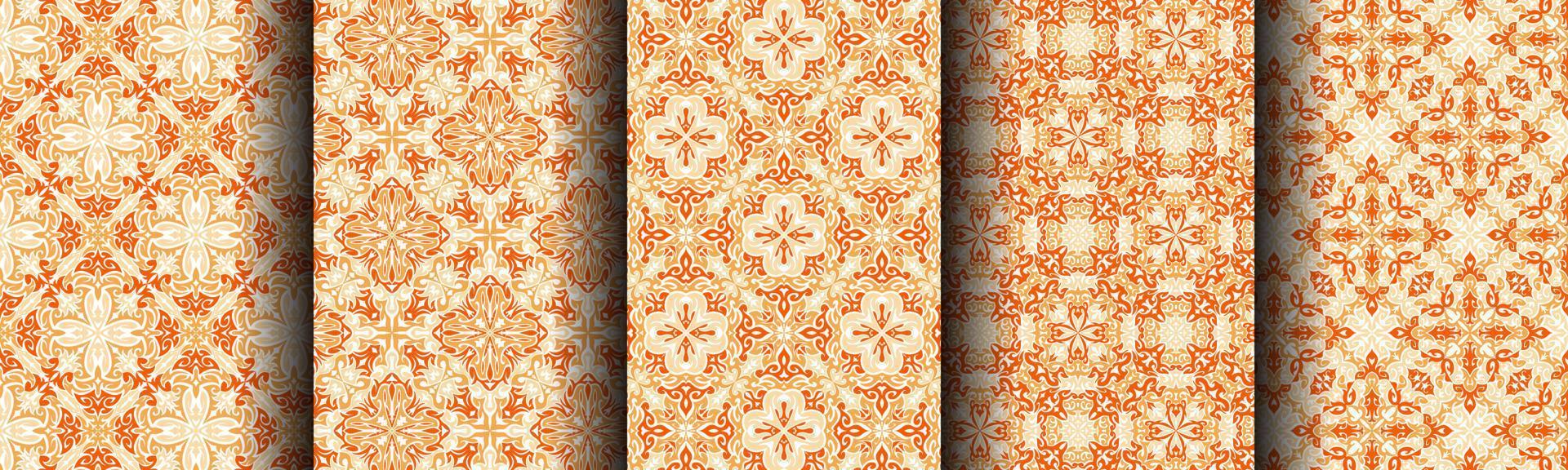 fondo de patrón de paquete naranja étnico tradicional vector