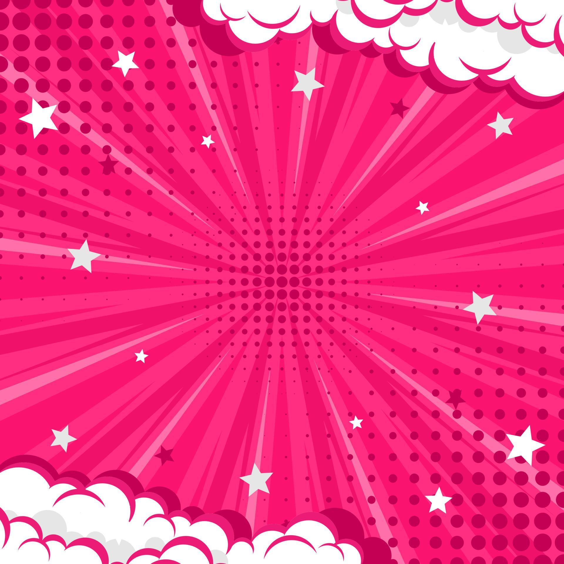 Pink abstract comic background pop art background for poster or book in
