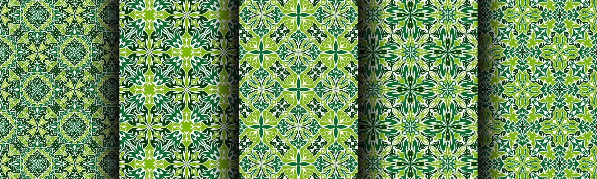 traditional green ethnic pattern background vector