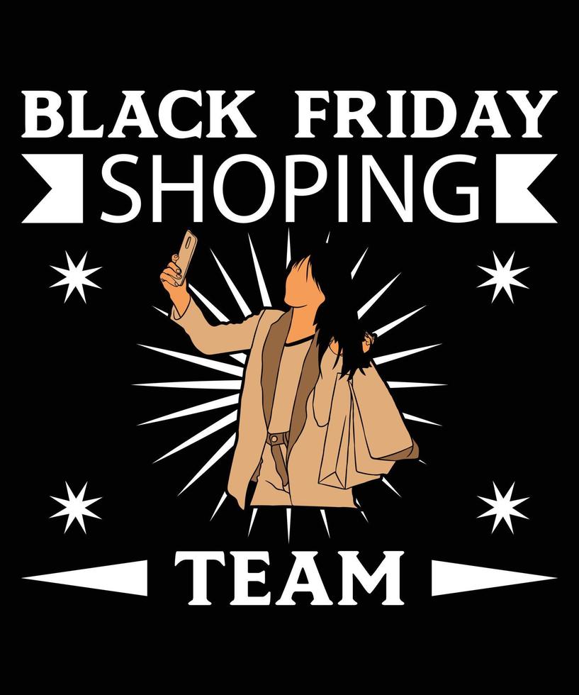 Black Friday Shopping Team Vector T-Shirt Design Template