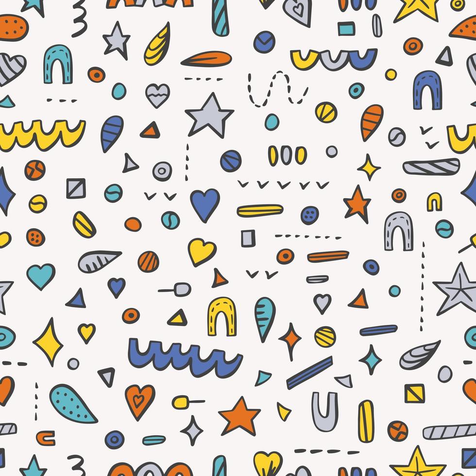 Vector seamless pattern of hand drawn geometric shapes. Abstract background from decorative doodle elements, wallpaper. Modern print for textiles, fabric