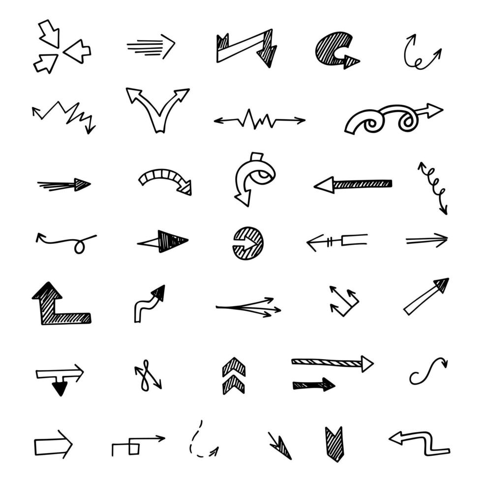 Vector set of hand drawn arrows, elements for presentation