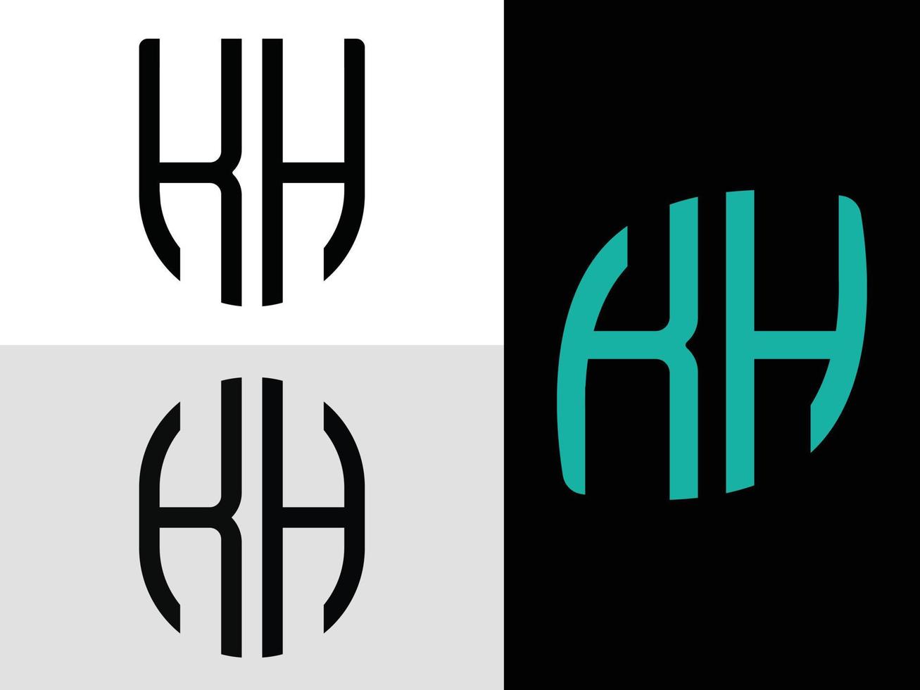 paquete de diseños de logotipo de letras iniciales creativas kh. vector