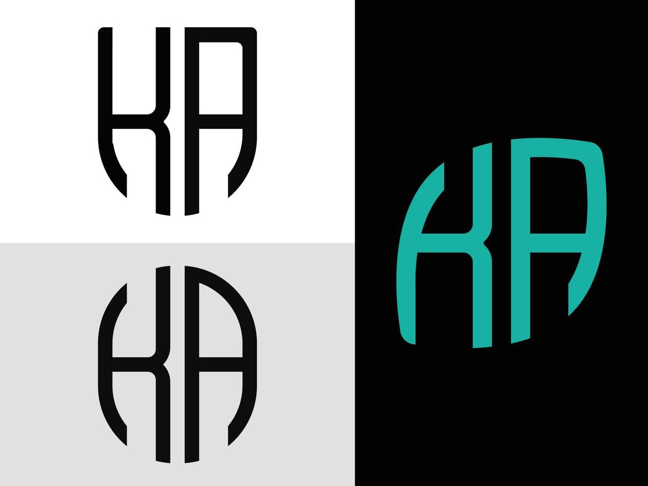 Paquete de diseños de logotipos de letras iniciales creativas ka. vector