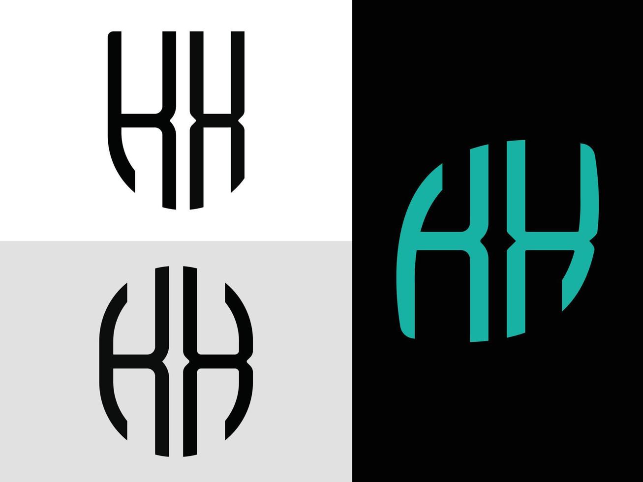paquete de diseños de logotipos kx con letras iniciales creativas. vector