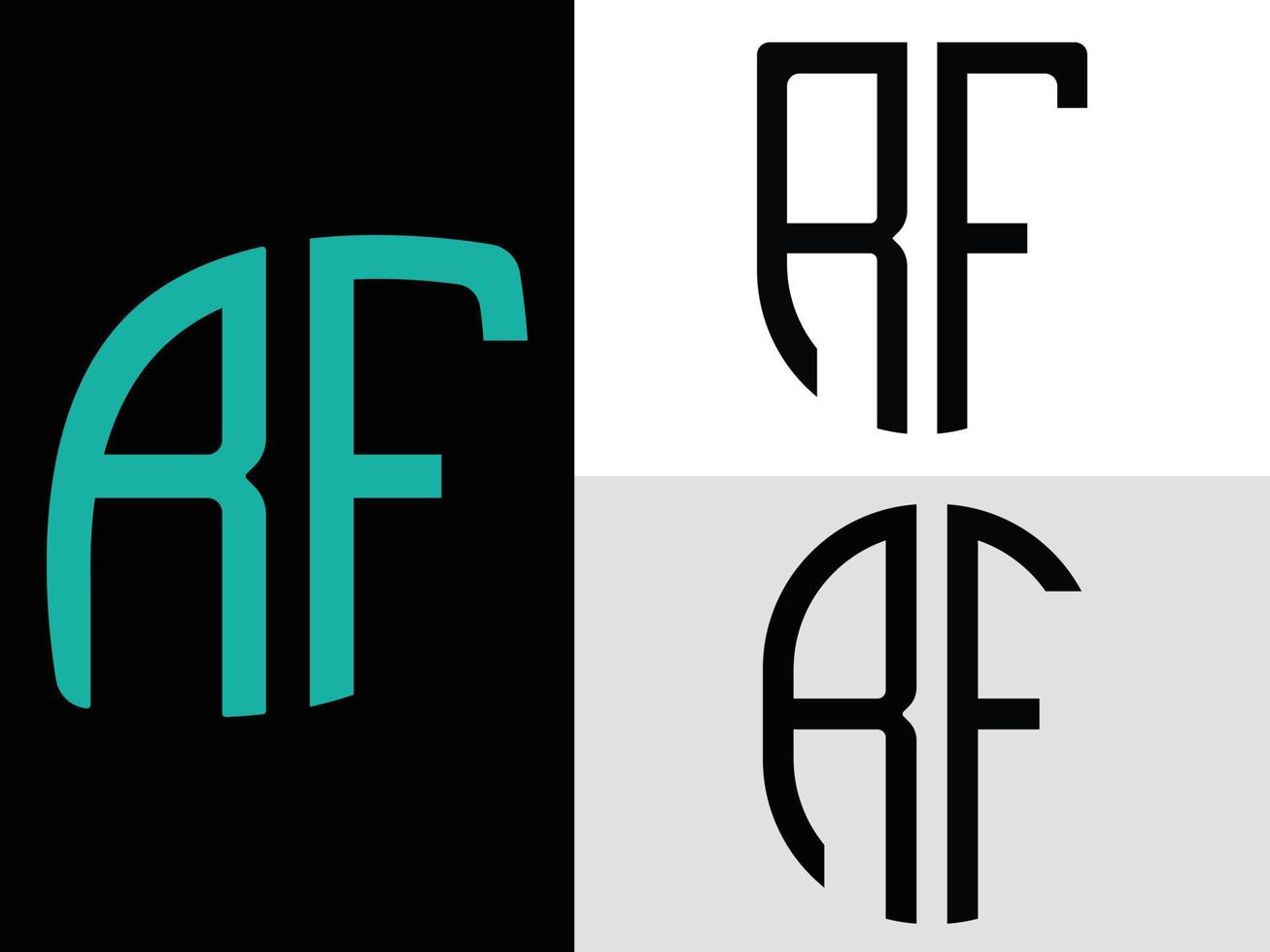 paquete de diseños de logotipo de rf de letras iniciales creativas. vector