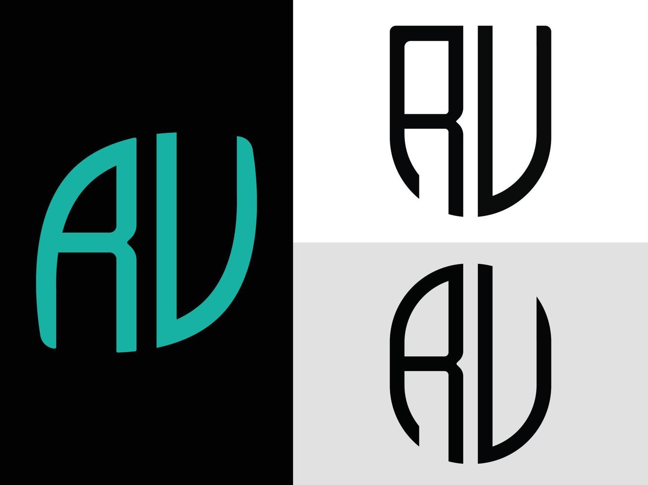 paquete de diseños de logotipo de letras iniciales creativas ru. vector