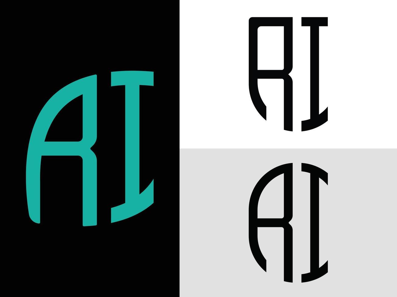 paquete de diseños de logotipo de letras iniciales creativas ri. vector