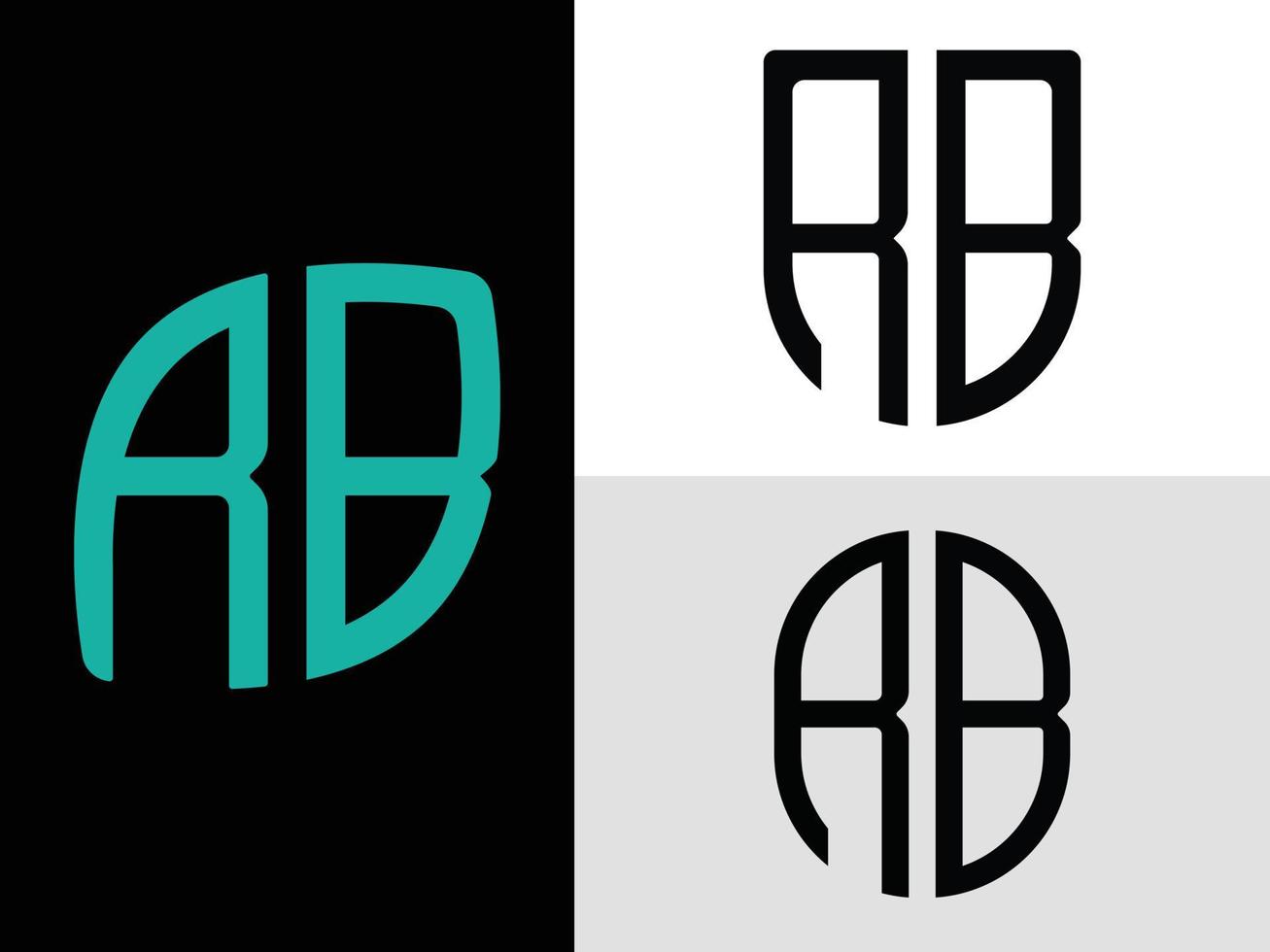 paquete de diseños de logotipo de letras iniciales creativas rb. vector