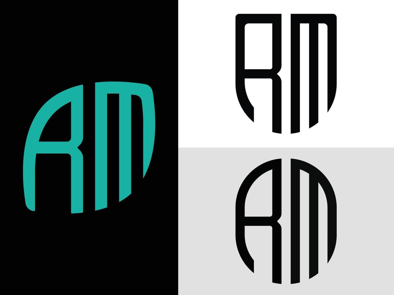 paquete creativo de diseños de logotipos de letras iniciales rm. vector