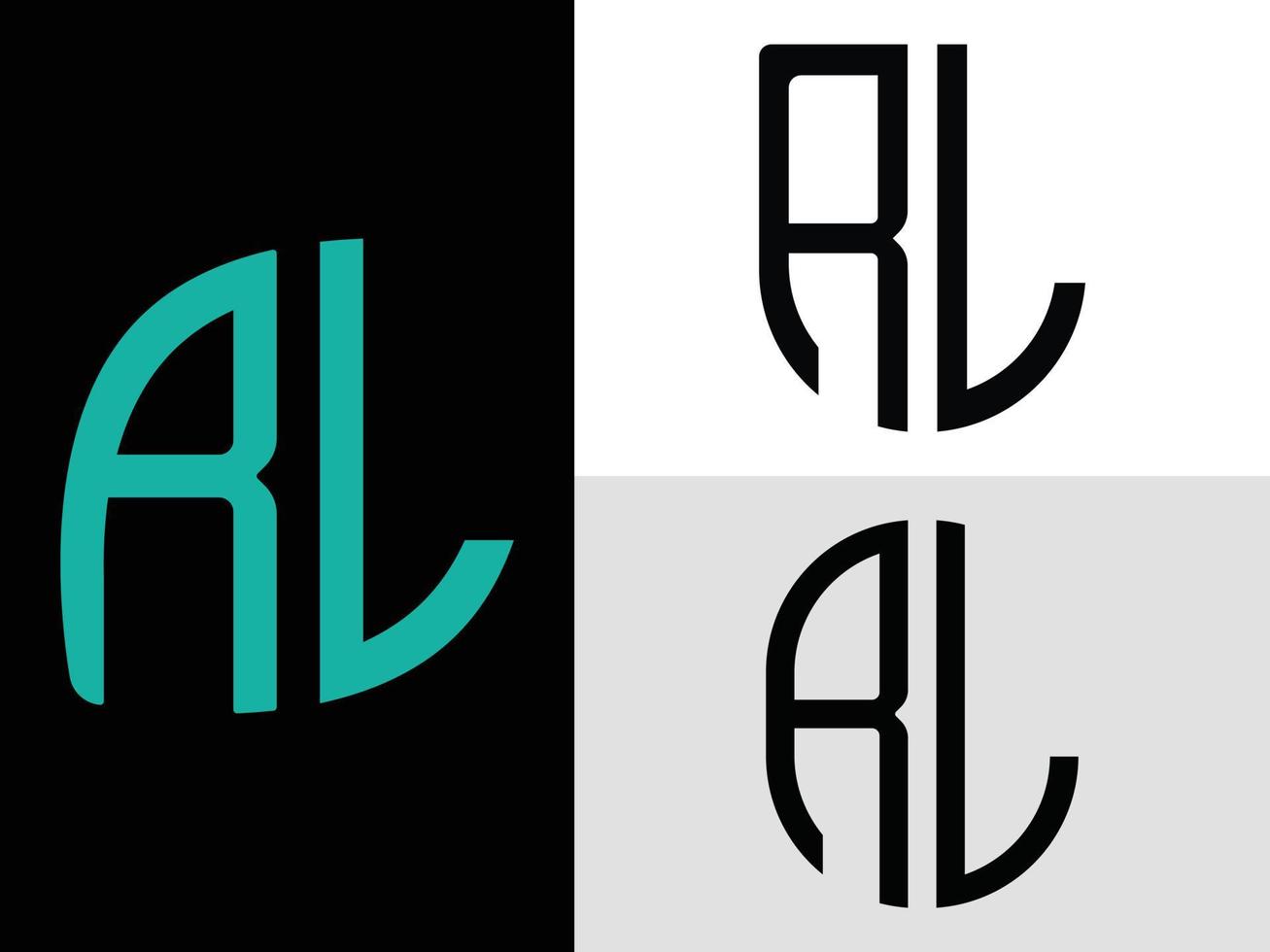 paquete de diseños de logotipos de letras iniciales creativas rl. vector