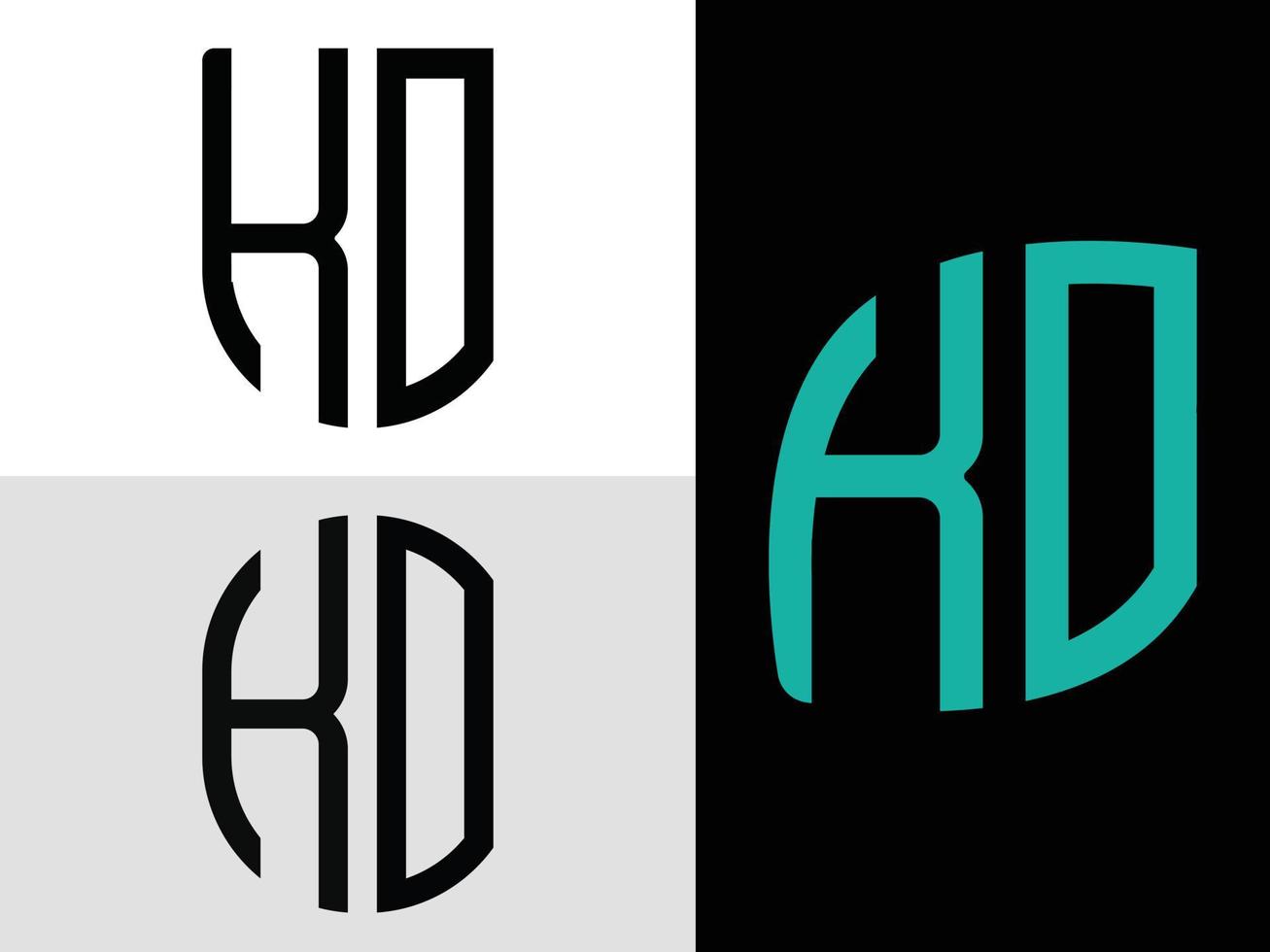 paquete de diseños de logotipo de letras iniciales creativas ko. vector