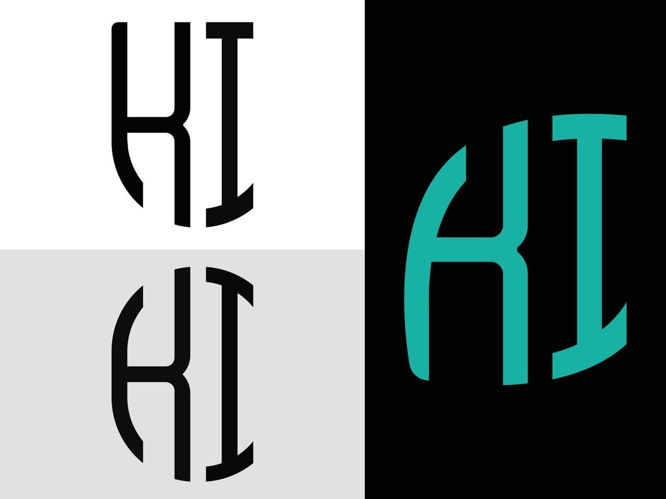 paquete de diseños de logotipos de letras iniciales creativas ki. vector