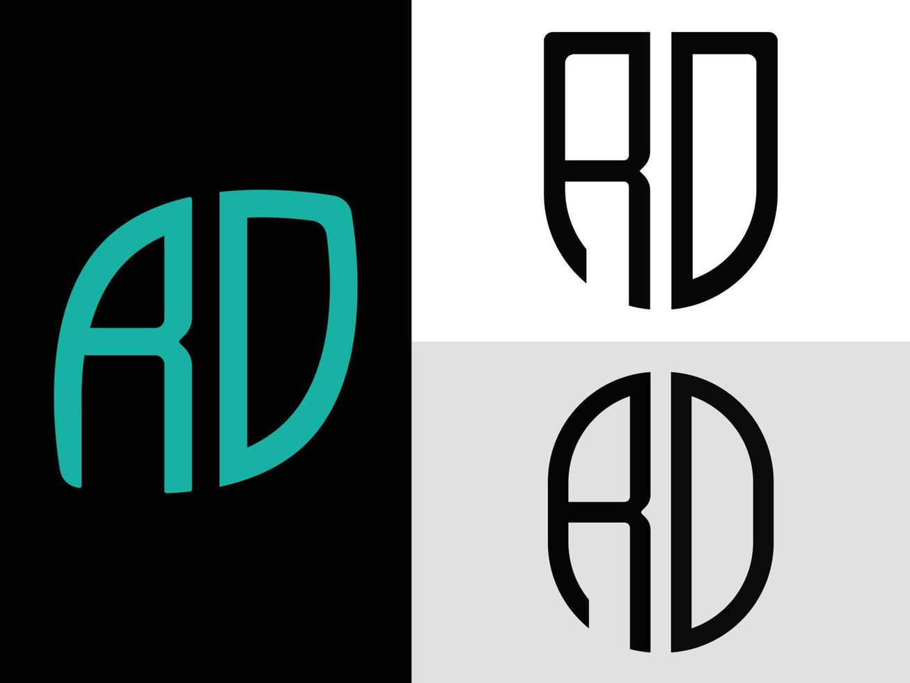 Creative Initial Letters RD Logo Designs Bundle. vector