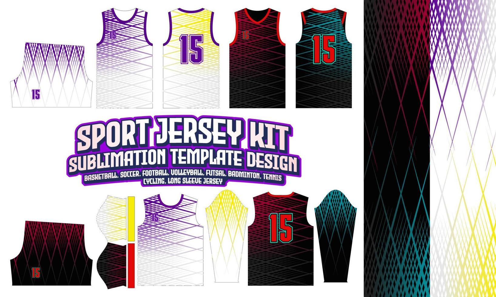 patrón de diseño de impresión de jersey deportivo 107 sublimación fútbol bádminton vector