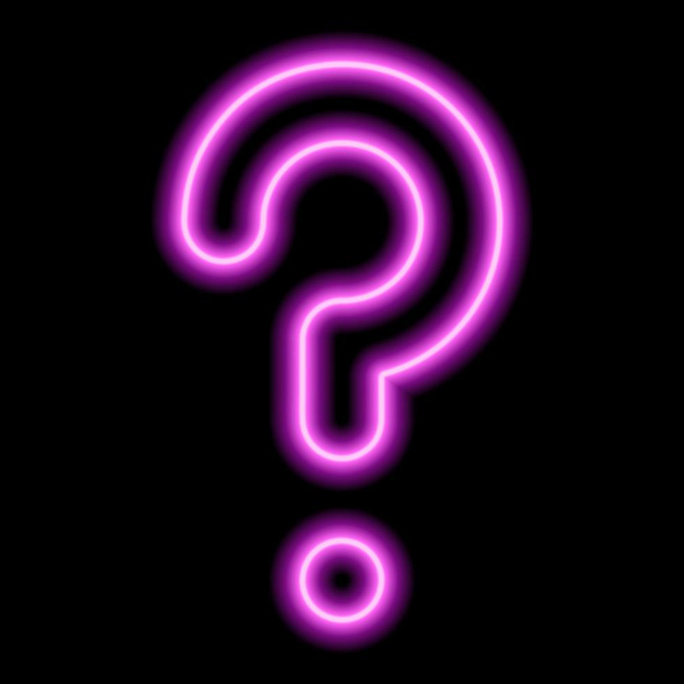 Pink neon question mark on a black background vector