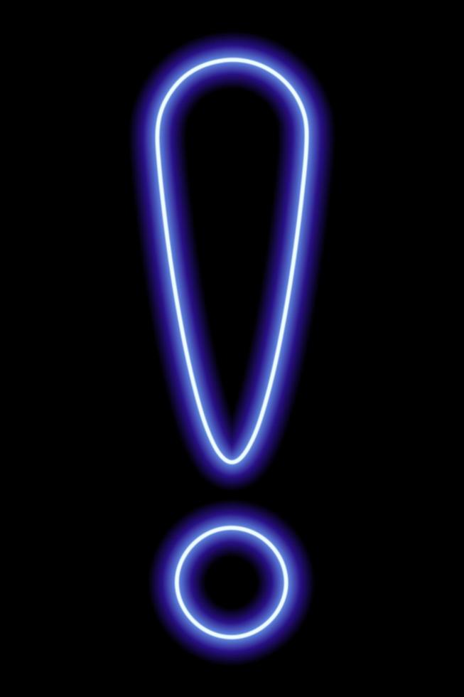 Blue neon exclamation point on a black background vector