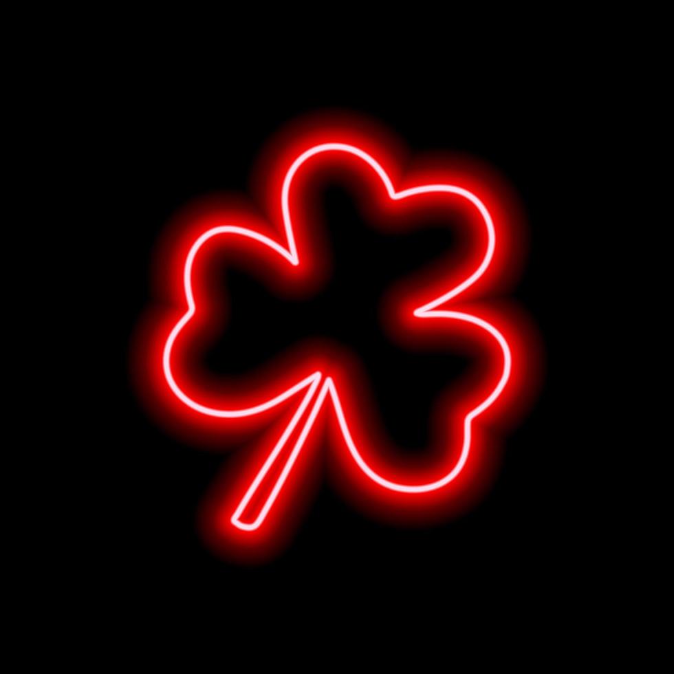 The neon red clover leaf on a black background vector