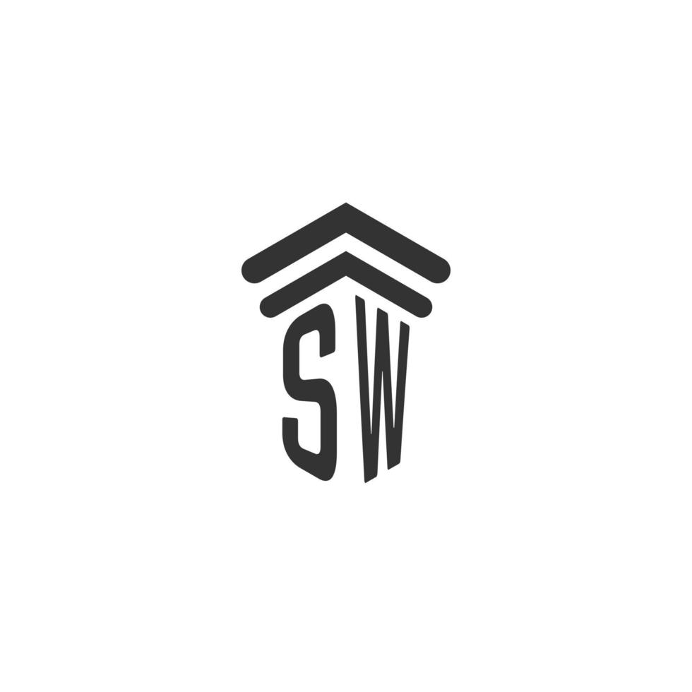 sw inicial para el diseño del logotipo del bufete de abogados vector